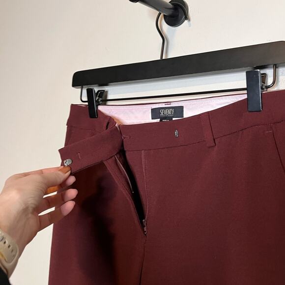 SEVENTY Sergio Tegon Maroon Red Cuffed Trousers Dress Pants IT 42/US 8 Fall - Picture 5 of 8